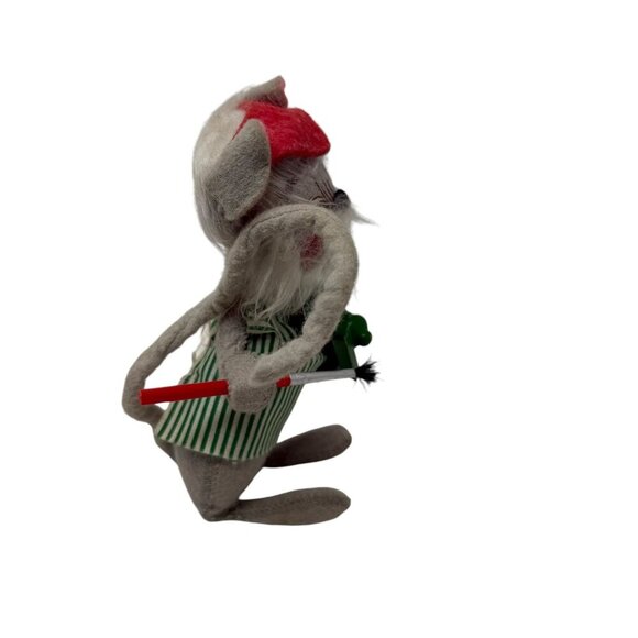 Annalee Vintage Christmas Mouse Artist Elf Figurine Green Train Workshop 1992 - Picture 4 of 9